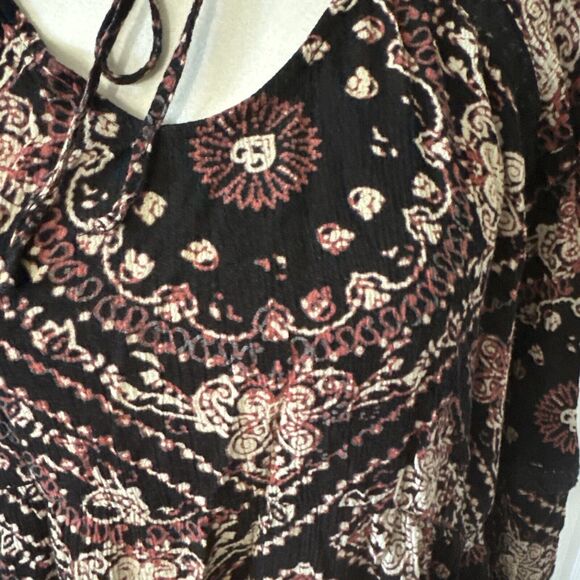 Womens Top Plus Sz 3X Peasant Whimsigoth Fairy Grunge Boho Bell Sleeve Black - Picture 3 of 14